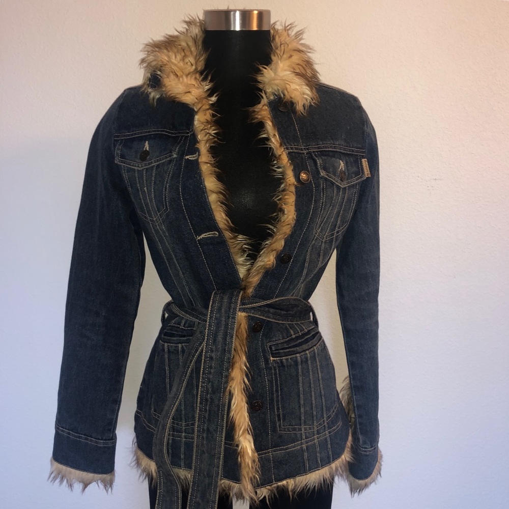 Denim & faux fur Coat